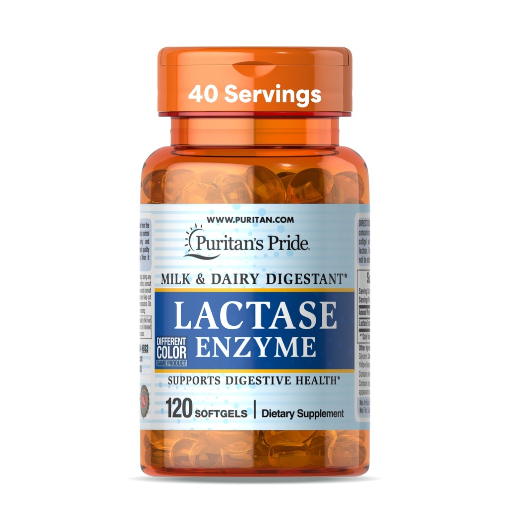 Puritan'ın Gurur Lactase Enzyme, Süt ve Süt Digestant, Diyetsel Supplement Digestion için Destek ve Hücre Enerji Desteği, 40 Gün Supply, 120 Softgels