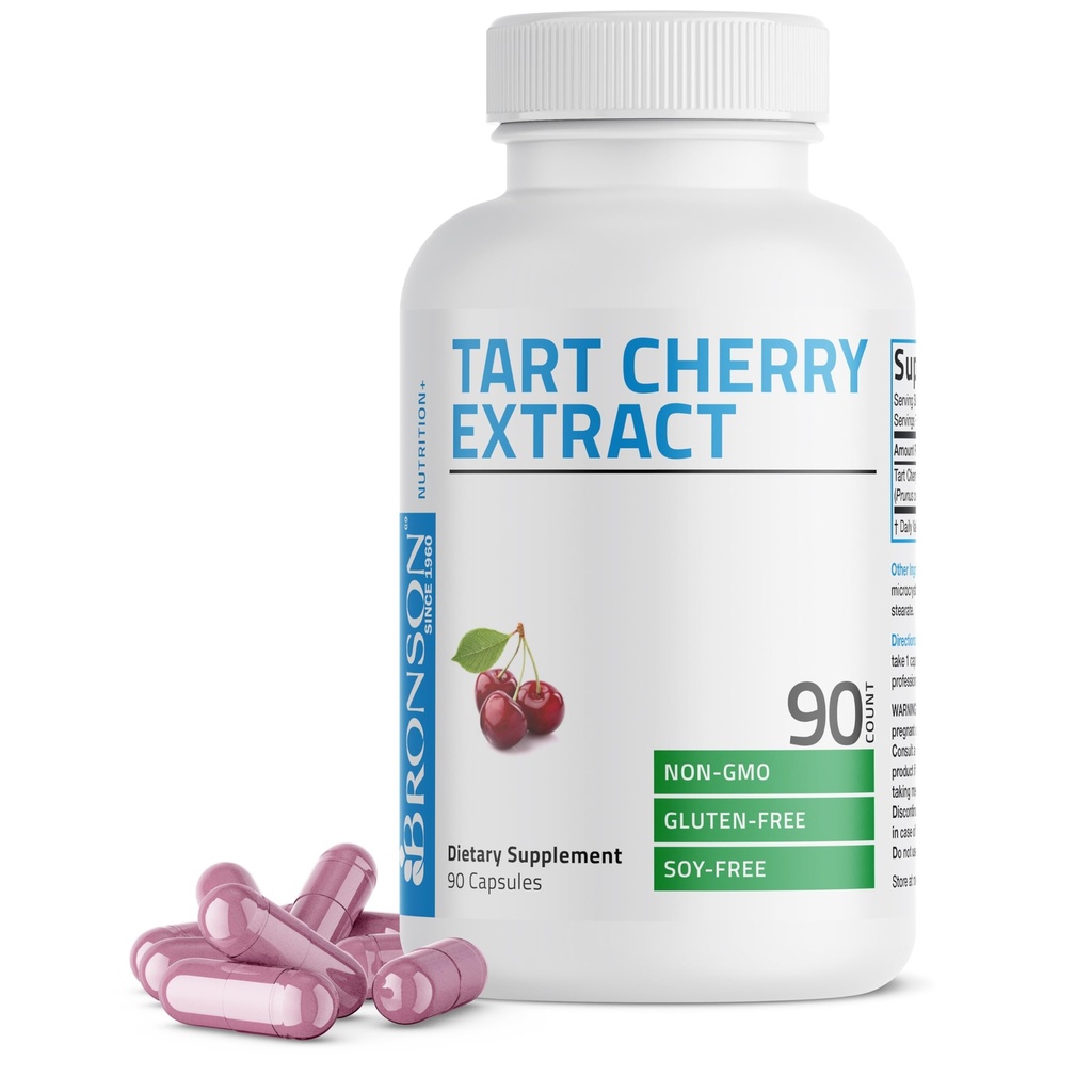 Bronson Tart Cherry 2500 mg Premium Non-GMO Formula Antioksis ve Flavonoids ile paketlendi, 90 Vegetarian Capsules