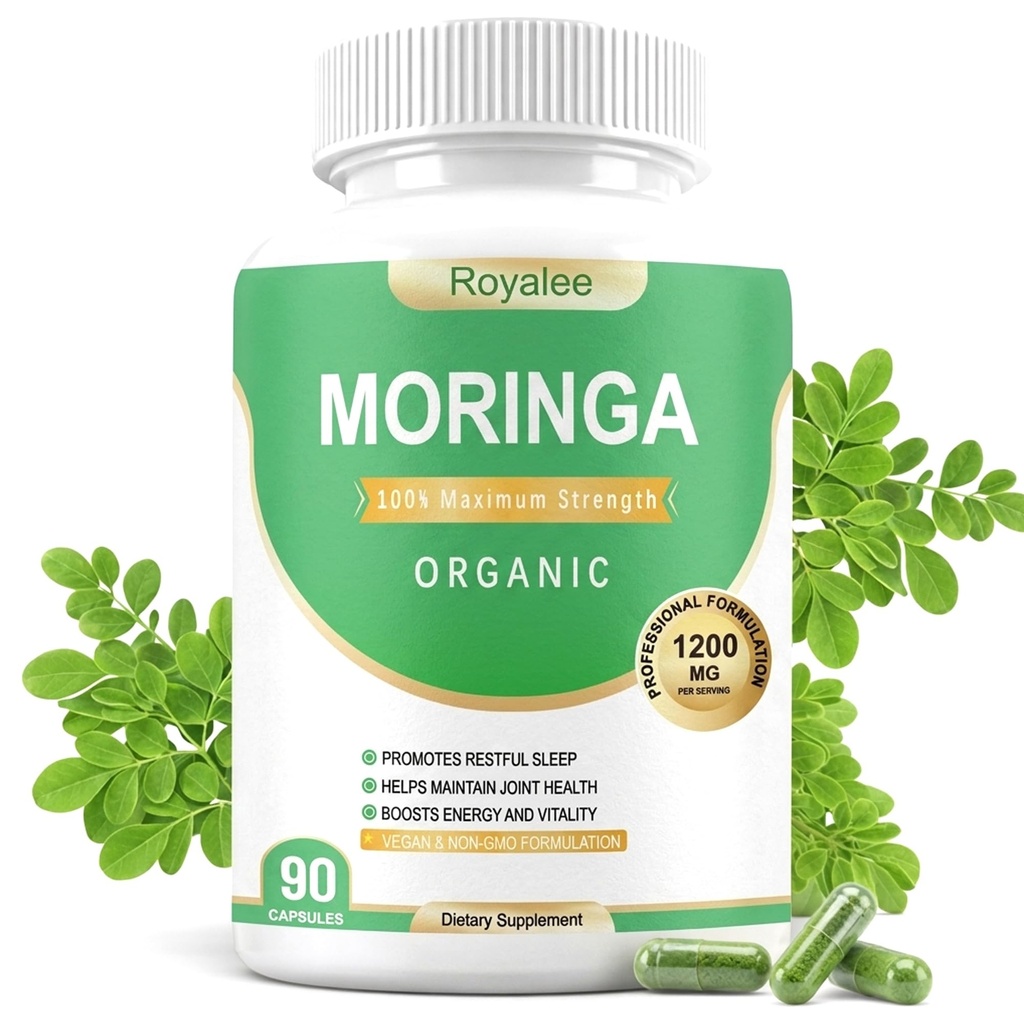 Moringa Capsules 1200mg - Pure Moringa Oleifera & Horseradish Tree Leaf Powder - High Potency Green Superfood for Energy, Immunity & Antioxidant Support - Vegan, Non-GMO - 90 Veggie Capsules