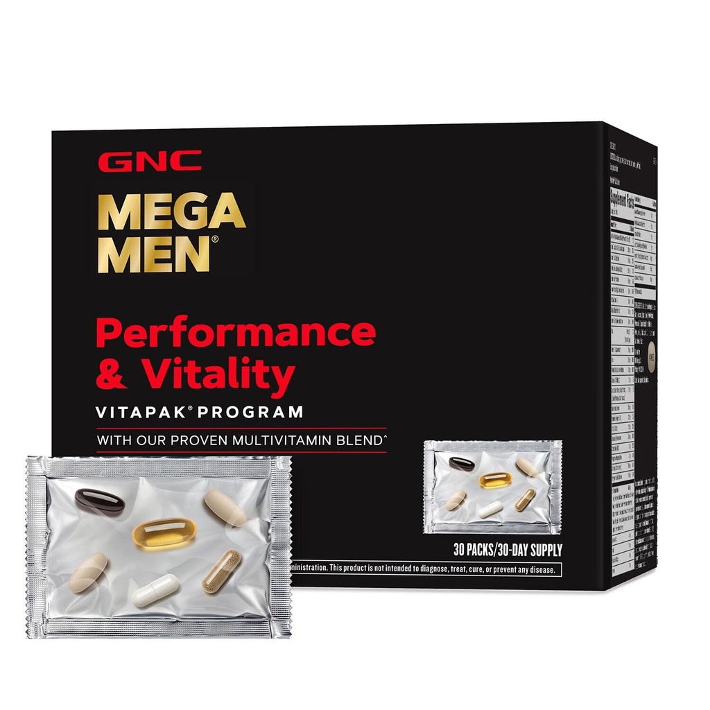 GNC Mega Erkekler Performansı ve Vitality Vitapak Programı, 1 pakette 5 ürün, Circulation, Blood Flow, Prostate Health, Sex Function, Horny Goat Weed, 30 Packs