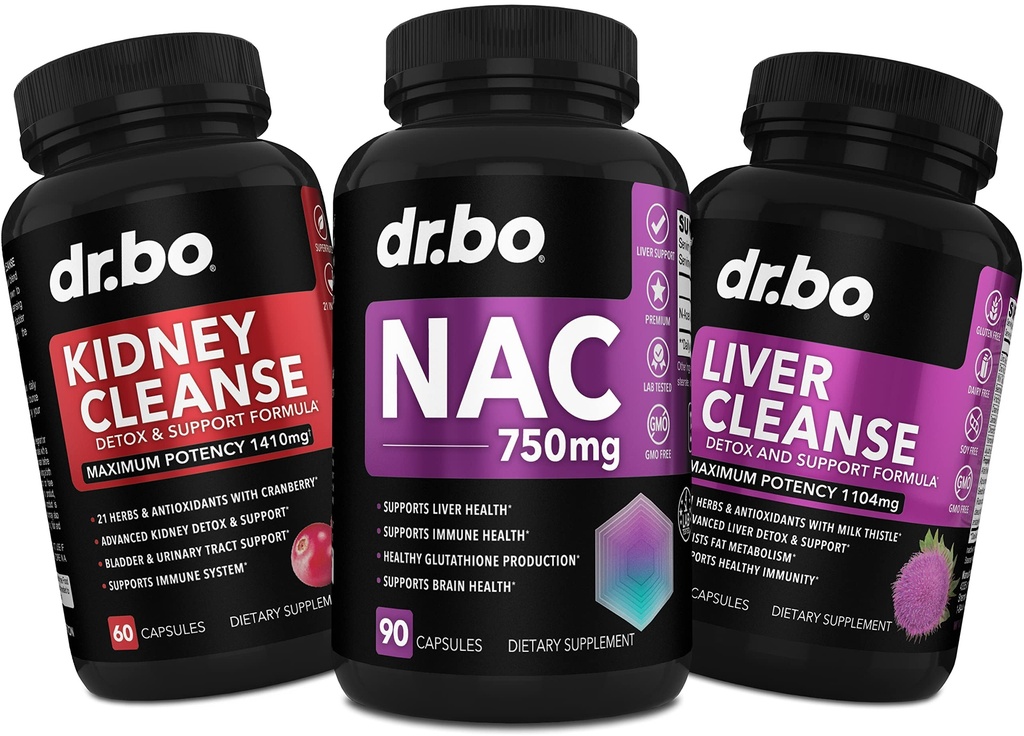 NAC Kidney Liver Cleanse Detox - 750 mg N Acetyl Cysteine Pure Vitamin Capsule - Daily Liver Kidney Detox Support Formula for Gallbladder, Bladder Urinary Tract Supplements & Milk Butle