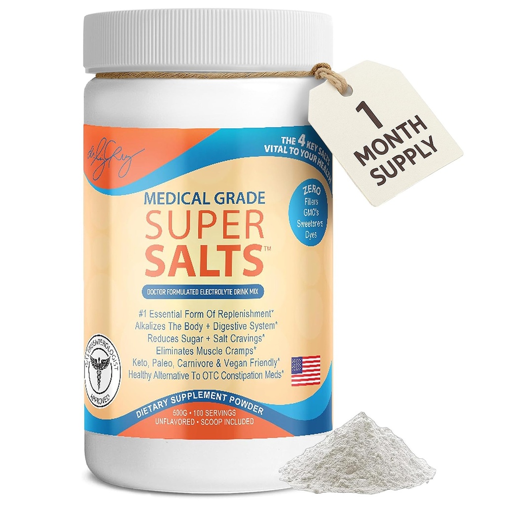 Dr. Liz Cruz Super Salts - Electrolytes, Hydrating Toz w / sodyum, Magnezyum, Kalsiyum, Potasyum, Curbs Cravings, No Sugar or Yapay Flavorings, No Sugar or Yapay Flavorings