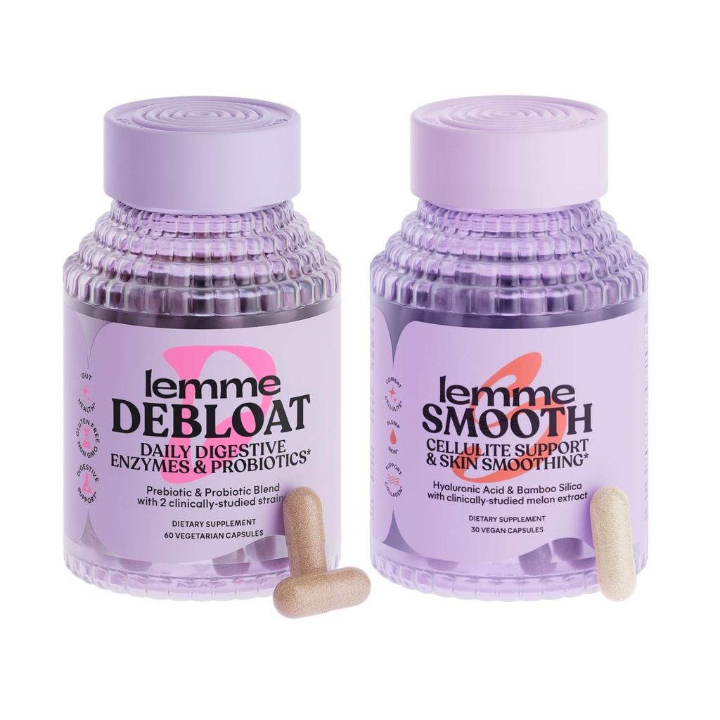 Lemme Debloat ve Smooth Sche - Prebiyotik, Probiyotik & Digestive Enzyme Capsules for Bloating & Gas Relief, mitigate Cellulite, Plantp Skin, Smooth Cellulite, Plantp Skin,