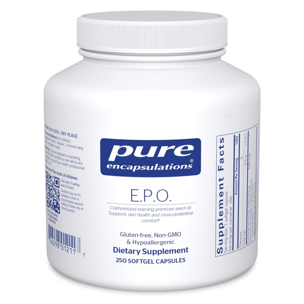 Pure Encapsulations E.P.O. ( Primrose Oil) | Hipoallergen Diyet Tamam% 9 GLA | 250 Softgel Capsules