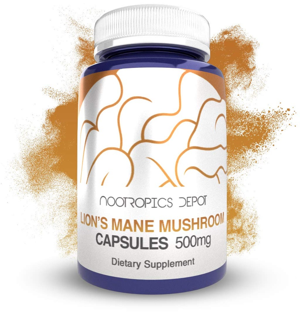 Nootropics Depot Lions Mane Mushroom Capsules | 500 mg | 60 Kont | Hericium erinaceus | Tüm Meyveli Vücut Mushroom Ekstraksiyonu | Beyin Sağlık Tamamı | Nöro Korumalı + Güçler Mood