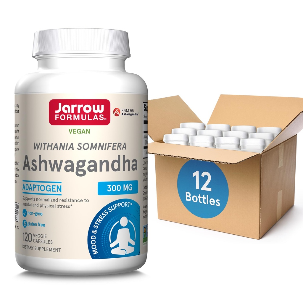 Jarrow Formulas Ashwagandha 300 mg - 120 Veggie Capsules - Genel Sağlık ve Fatigue Direnişi - Tamam Destekler Endurance, Kas Recovery & Cognitive Health - 60 Hizmetler (Pazar 12)