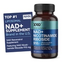 XKQ NAD Supplement, Liposomal NAD with Resveratrol｜NMN Supplement | NAD+ Supplement Resveratrol for Men & Women |, NAD Plus Supplement 910mg,60 Servings,Take 2 Daily