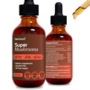 Super Mushrooms 8-in1 - 2 fl oz Sıvı Ekstraksiyon - Beyin ATM & Immune Support Drops - Reishi, Lion's Mane, Cordyceps, Chaga, Mitake, Türkiye Tails, Shiitake Agaricus - High Potency - 45 Günlük Supply