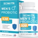 Erkekler için probiyotikler, 530 Milyar CFUs & 12 Strains, Turmeric Cranberry & Cut, Gut Health for Men, Supports Digestive Health, Microbiome, Colon, & Immune Health, 30-Day Supply