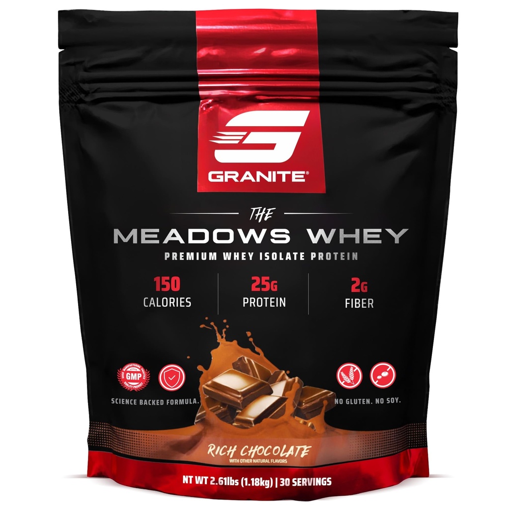 Granite Supplements The Meadows Whey proteini, 150 Calories, 2g Fiber, 1g Sugar (30 hizmet), Rich Chocolate Flavor