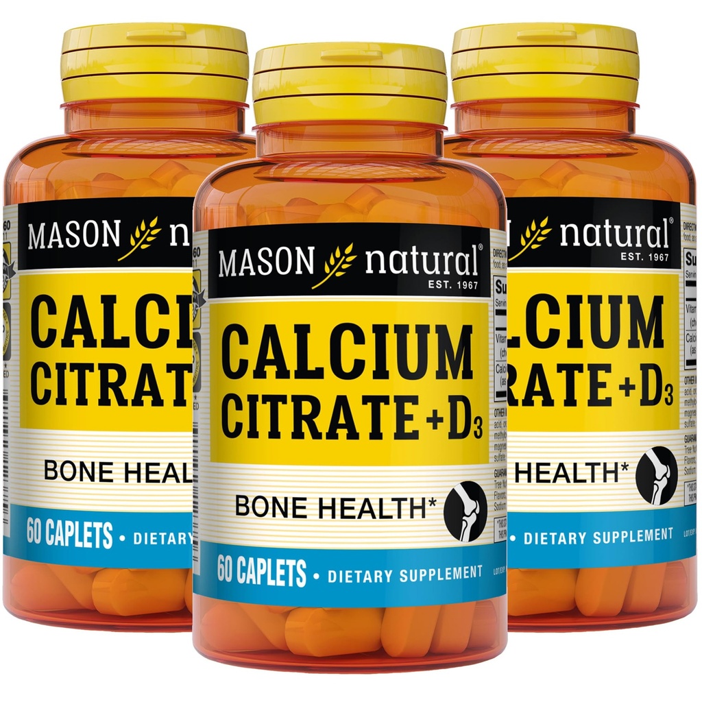 MASON NATURALuba Citrate Plus Vitamin D3, 6 Ay Supply, Kas Fonksiyonları ve Bone Health, 3 Pack