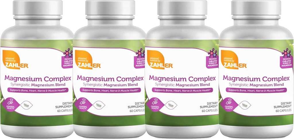 Zahler Magnezyum Kompleksi Synergistic Chicken, Supports Bone, Heart, Nerve and Muscle Health, 240 Capsules.