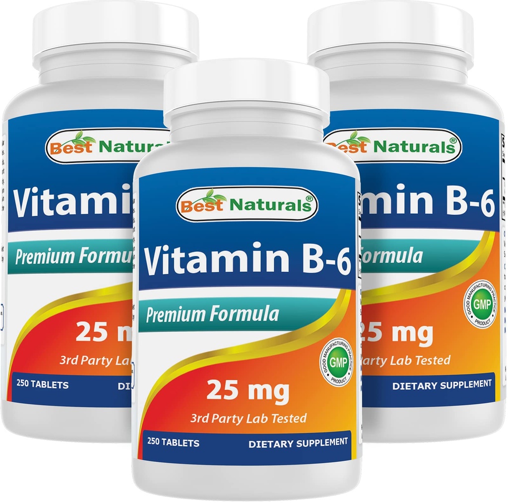 En İyi Doğal Vitamin B6 25 mg 250 Tablet (250 Kont (Pack of 3))