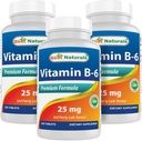 En İyi Doğal Vitamin B6 25 mg 250 Tablet (250 Kont (Pack of 3))