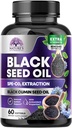 Black Seed Oil Capsules 1000 mg with Thymoquinone - Pure Nigella Sativa for Skin Health & Immune Support, 100% Blackseed Oil, Amazing Ekstra Soğuk Baskılanmış Siyah Cumin Tohumu - 60 Softgels