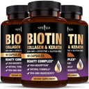 NEW AGE Biotin Collagen Keratin Hyaluronic Acid - 50,000mcg Hair Growth Vitamins for Men and Women, Nails, Hair, Skin Vitamins and DHT Blocker with Vitamin E Folic Acid Pumpkin Seed MSM- 270 Count