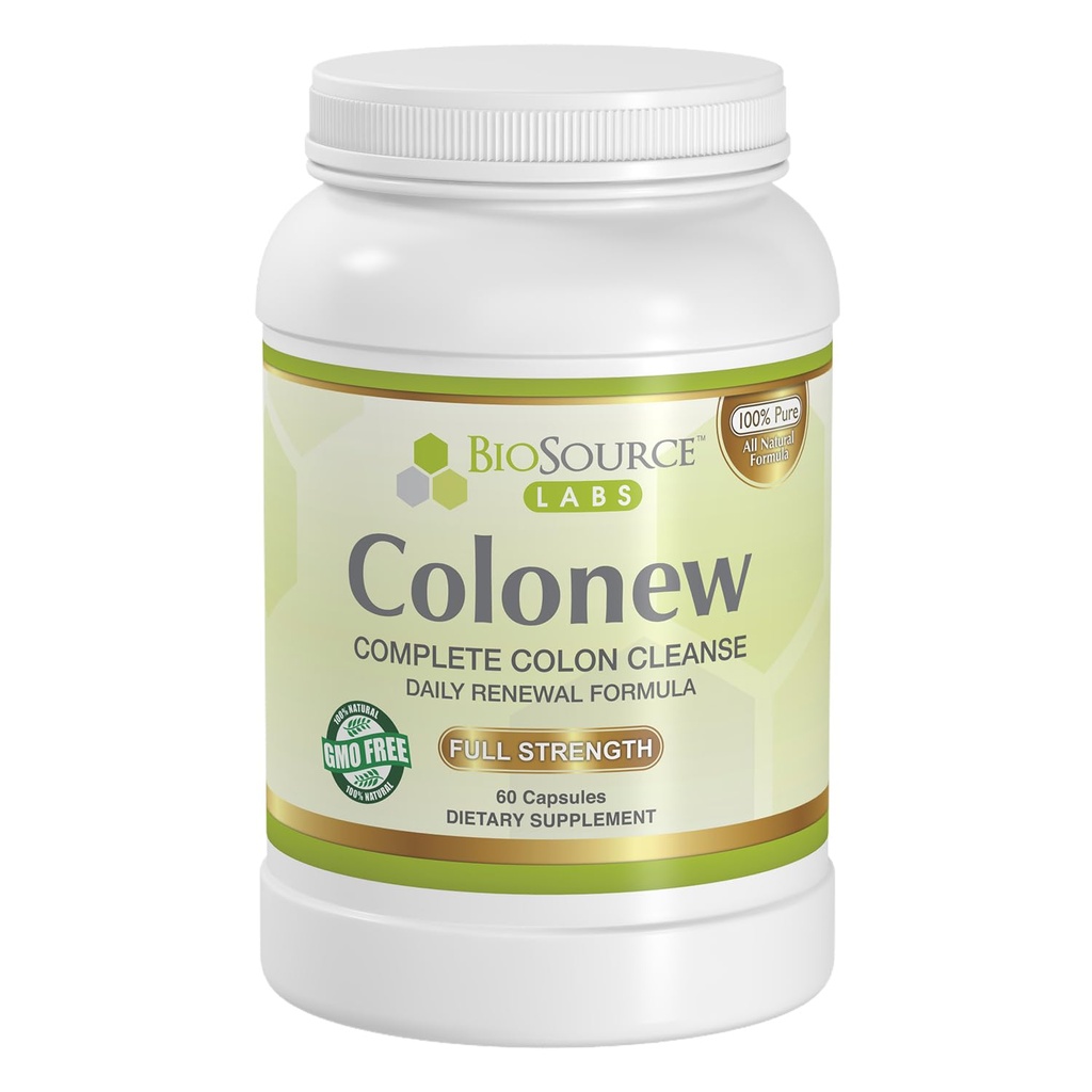 BioSource Labs Colonew Complete Colon Cleanse Natural Detox Supplement for Daily Digestive Health, Renewal Formula – (60 Capsules)
