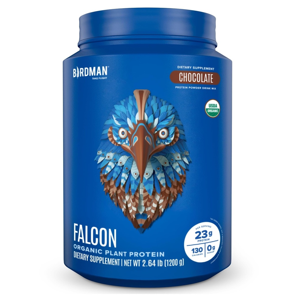 BIRDMAN Falcon Vegan Protein Toz Organik, Stevia & Sugar Free, Plantive Protein, Low Carb, Süt Free, Keto, Whey proteini, Probiyotik, Pea Protein | Chocolate Flavor - 37 Hizmet - 2.64lb