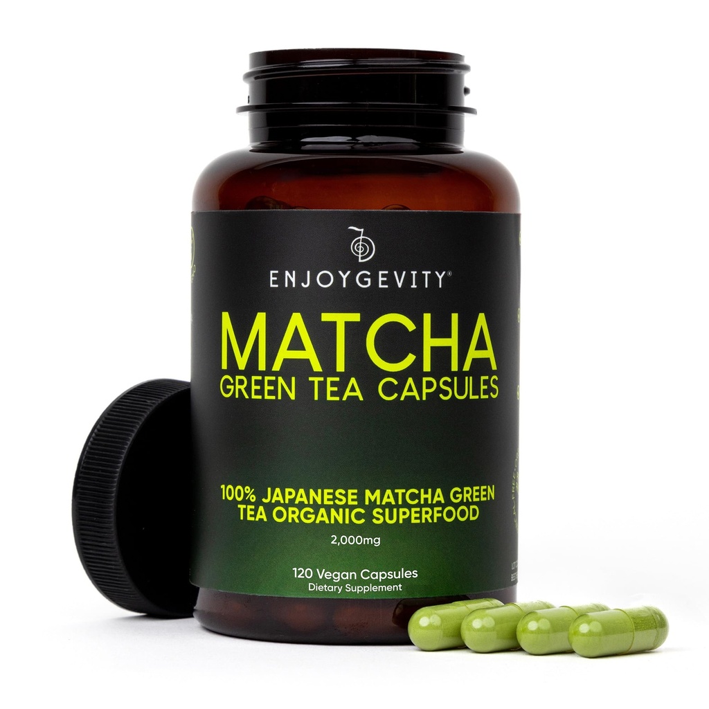 Organik Matcha Green Tea Capsules - Natural Energy Boost - Clean Gradual Caffeine - Japonca Matcha Green Tea Pills -% 100 Doğal Antioksi - Calming and Relaxing - 120 Daily Capsules - 2,000/mg