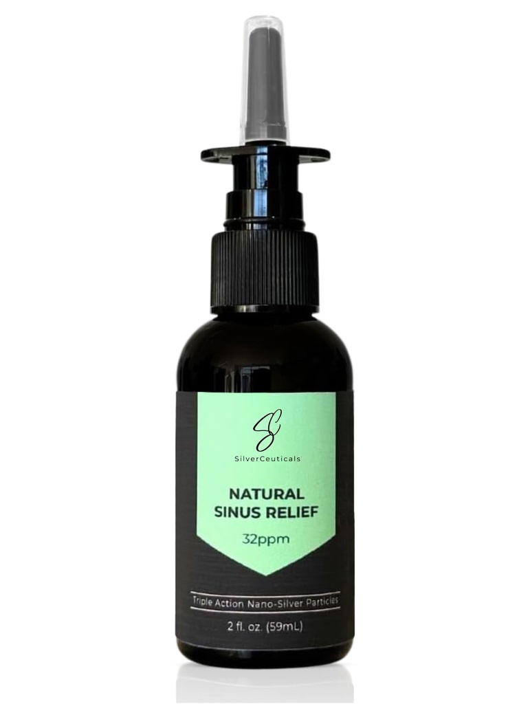 Sinus Relief Spray w/Colloidal Silver - Doğal Alerji Symptom Relief - Enfeksiyon - Relieve Congestion - İnce Mucus - Nasal Decongestant - Rinse & Clear Sinuses - Sadece 2 Malzemeler - 2oz