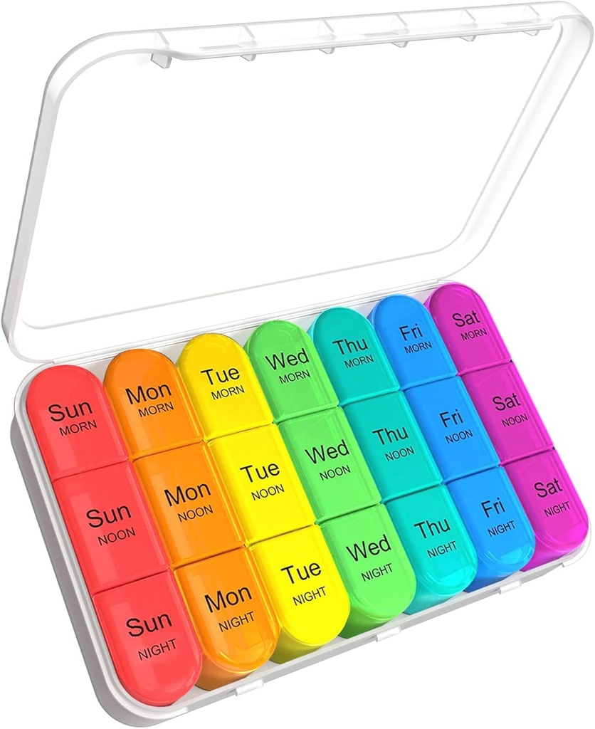 ASprink 3 Times a Day Pill Organizer, 7 Day Medicine Organizer, Büyük Pill Case, White, 21 Karşılaştırma
