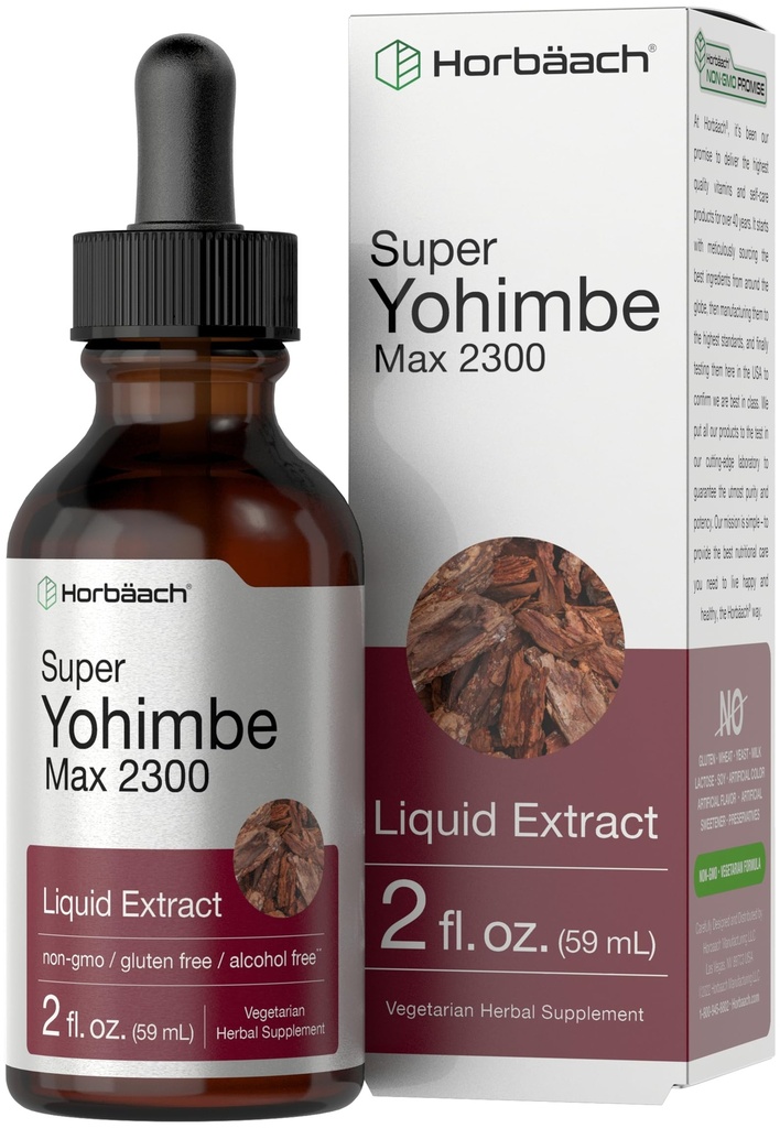 Horbäach Yohimbe Bark Sıvı Ekstraksiyon | 2 Fl Oz | Erkekler ve Kadınlar için Tamam | Alkol Free Tincture Drops | Vegetarian, Non-GMO, and Gluten Free Free Tincture Drops