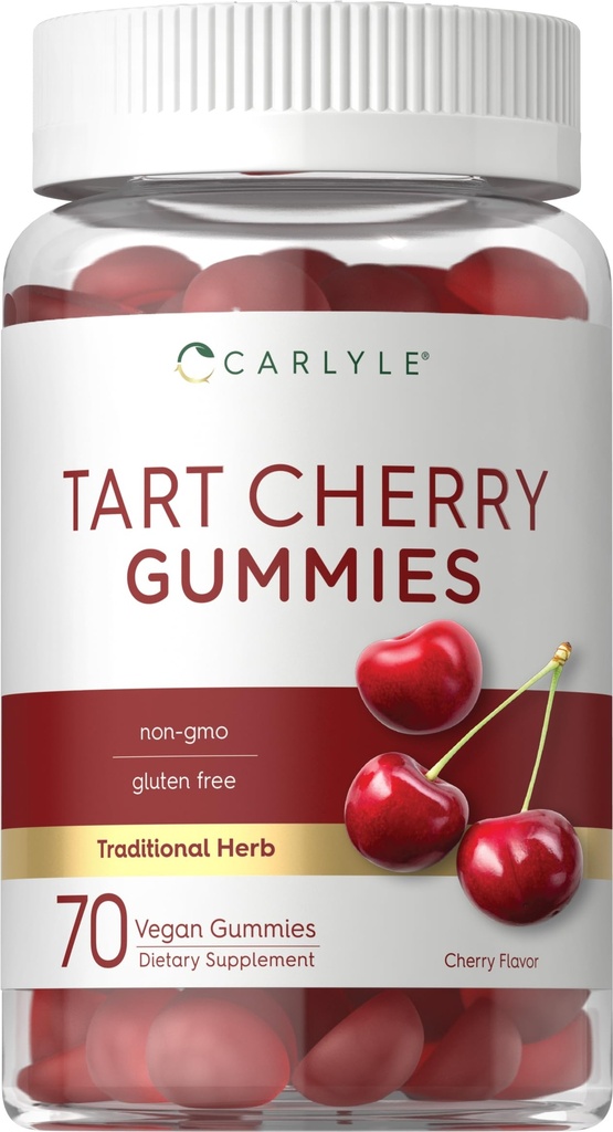 Carlyle Tart Cherry Gummies | 2000mg | 70 Kont | Cherry Flavor | Vegan, Non-GMO ve Gluten Free Formula