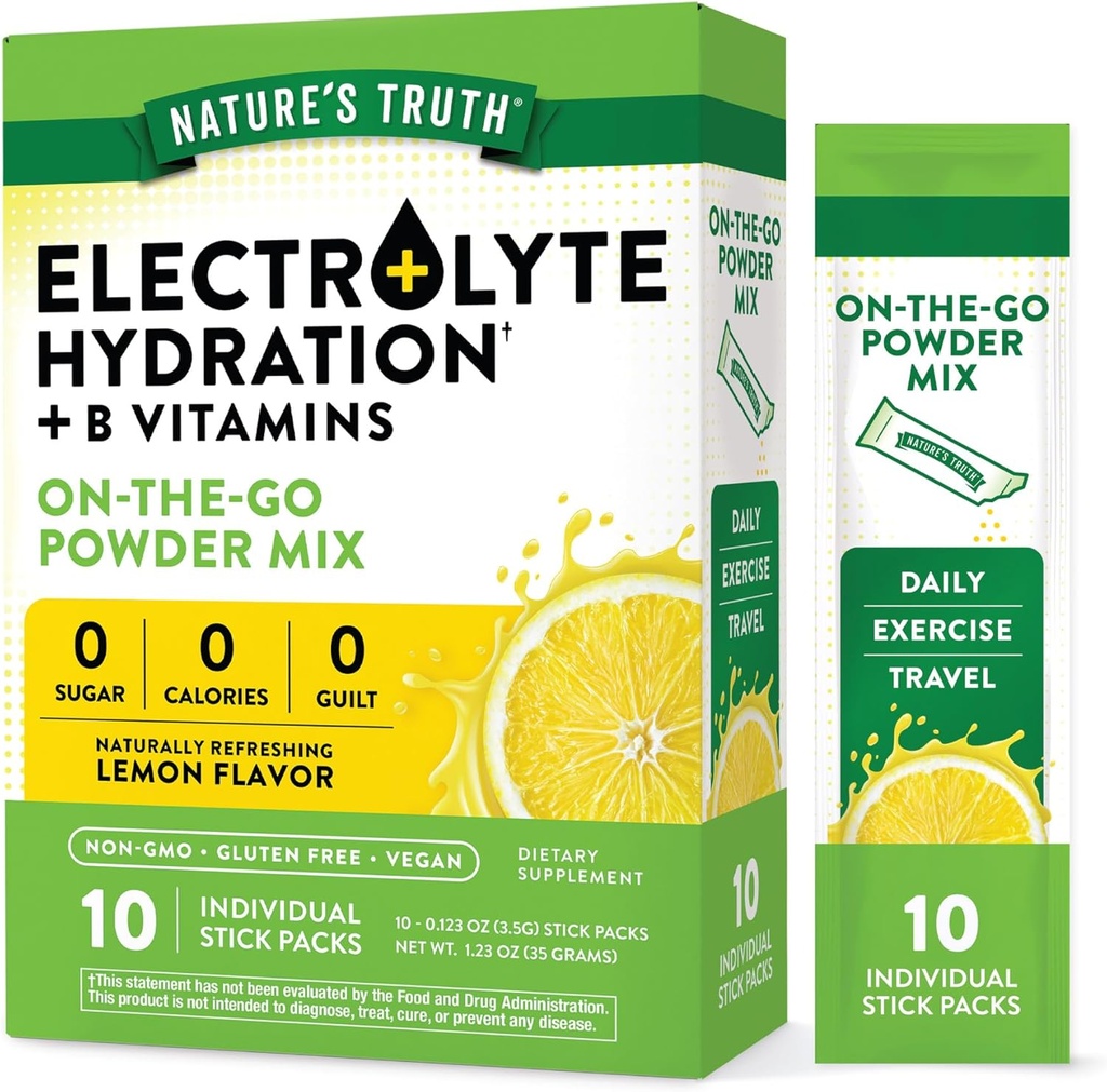 Doğanın Gerçek Elektrolyte Toz Paketleri | 10 Paket | Sugar Free | Vegan, Non-GMO & Gluten Free Drink Mix Supplement Supplement Supplement