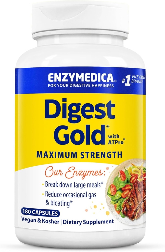 Enzymedica Digest Gold + ATPro, maksimum Digestive Support, 180 Capsules