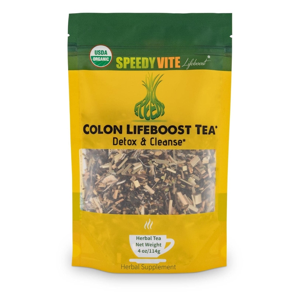 SpeedyVite Colon LifeBoost Tea Detox ve Cleanse - Organik Pu'er Tea with Ginger, Lemongrass - For Emerg Colon Health and Function
