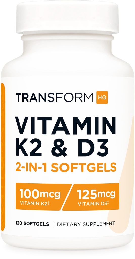 Dönüştürme Vitamin K2 (MK7) (10006) + Vitamin D3 (5000 IU) 120 Softgels - Gluten Free and Non-GMOMOMO