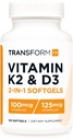 Dönüştürme Vitamin K2 (MK7) (10006) + Vitamin D3 (5000 IU) 120 Softgels - Gluten Free and Non-GMOMOMO