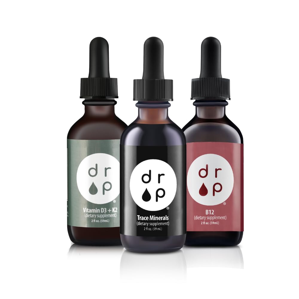 Drop Supplements Organik Trace Mineralleri Elektrolyte Drops, Vitamin D3+K2 Drops ve Vitamin B12 Liquid Drops