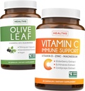 4 (% 10) tasarruf edin - Herbal Immune Sche - Olive Leaf Extract (Non-GMO) Super Strength: %20 Ol Europein 750 mg caps and Immune Support - C with çinko, Vitamin D, Elderberry & Echinacea (Non-GMO)