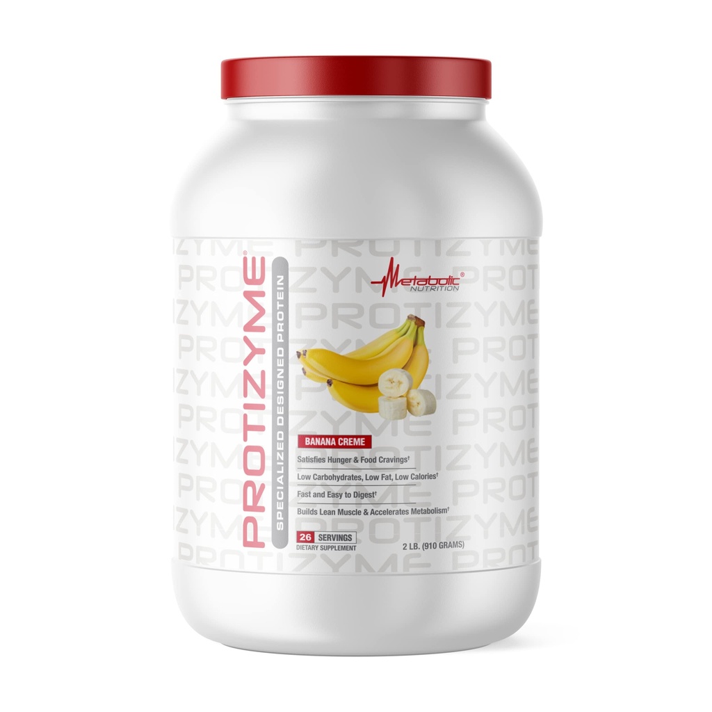 Metabolik Beslenme - Protizyme - Whey protein Toz, Yüksek Protein, Low Carb, Low Fat, Digestive Enzymes, 24 Temel Vitaminler ve Mineraller, Banana Creme, 2 Pound
