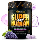 ALPHA LION Superhuman Pre Workout Toz, Beta Alanine, L-Taurine & Tri-Kaynak Caffeine for Sustained Energy & Focus, Nitrik Oksit & Citrulline for Pump (21 Servisler, Grapezilla)