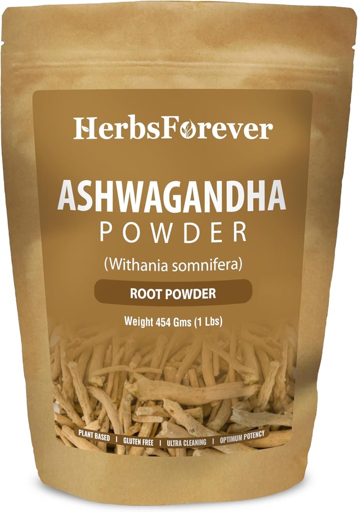 HerbsForever Ashwagandha Root Toz 454g I Winter Cherry, Non-GMO, Vegan, Gluten-Free I Ayurvedic Stress-Buster Supports Energy ATM, Vitality & Rejuvenator General Wellness maksimum Güçlü