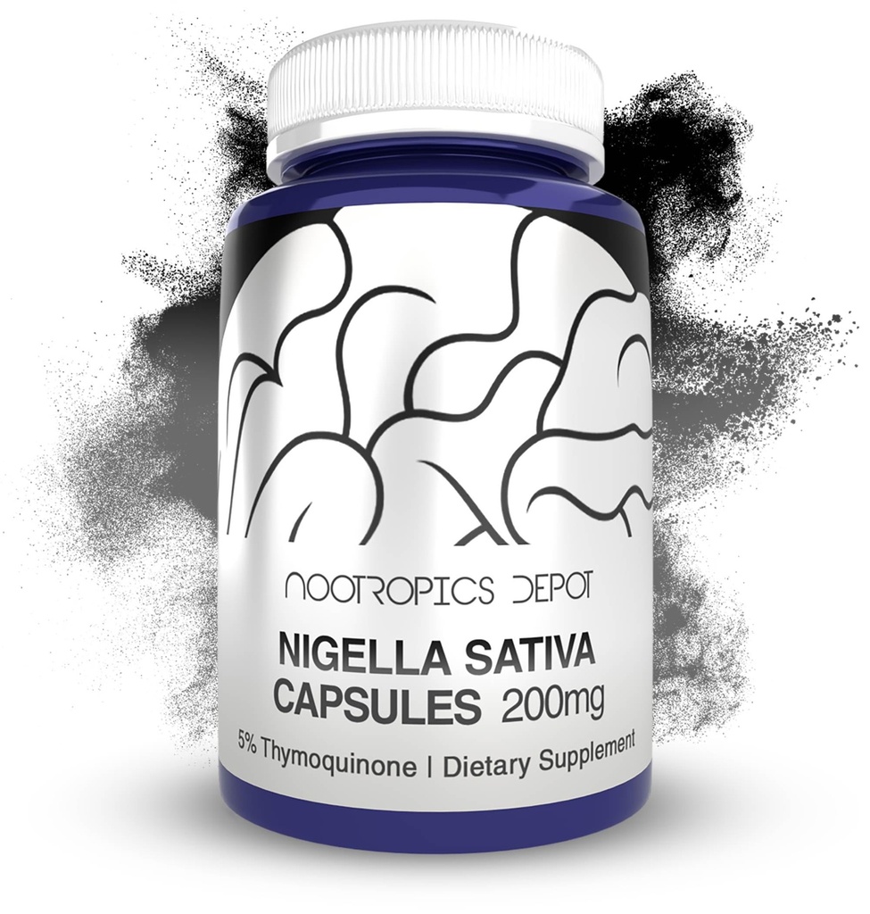 Nootropics Depot Nigella Sativa Extract Capsules | 200mg | 120 Count | Minimum 5% Thymoquinone Content | Black Seed Oil Extract | Supports Brain Health, Memory, Liver Health, and Immune Function