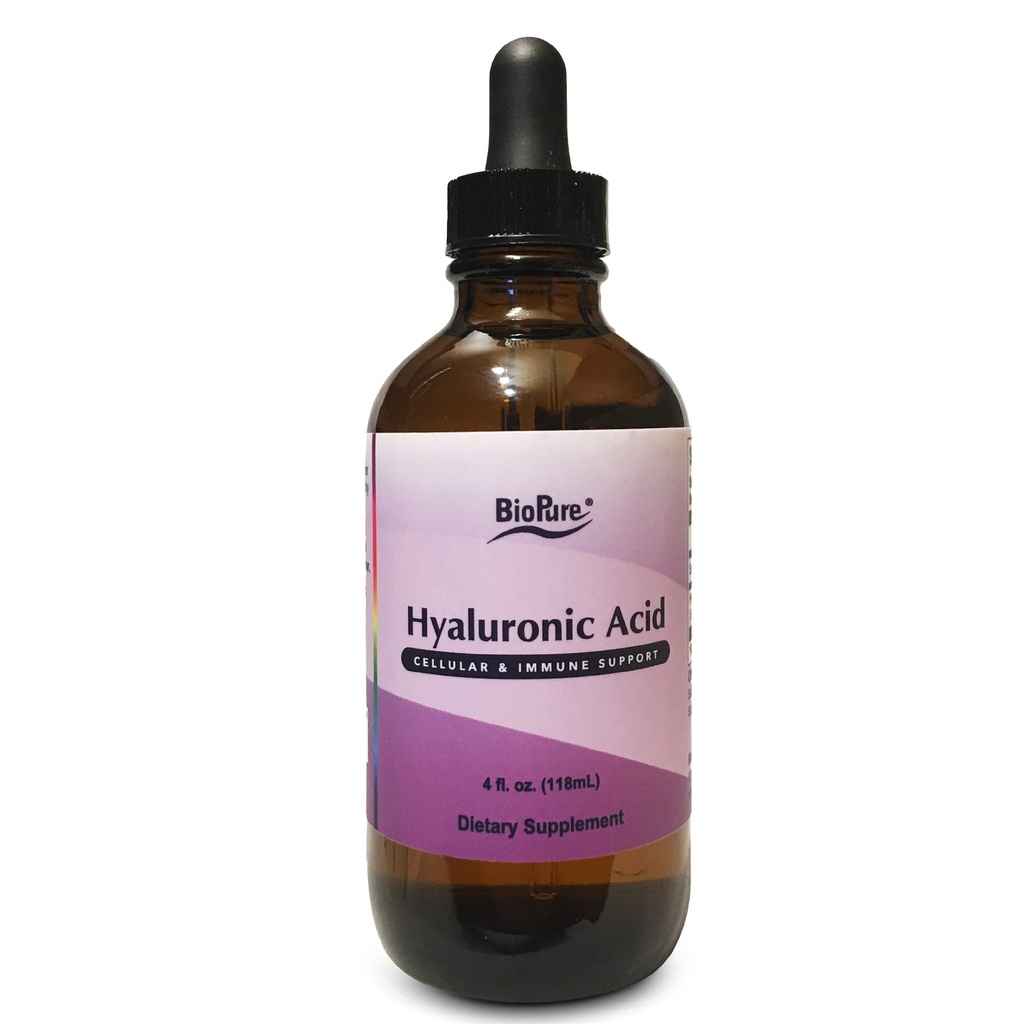 BiyoPure Hyaluronik Asit Sıvı Çözüm - Tüm Doğal, Yüksek Biyo kullanılabilirlik Oral & Topical Use to Fayda Ortak Yağma ve Skin Hydration, Elasticity - 4 fl ozzz