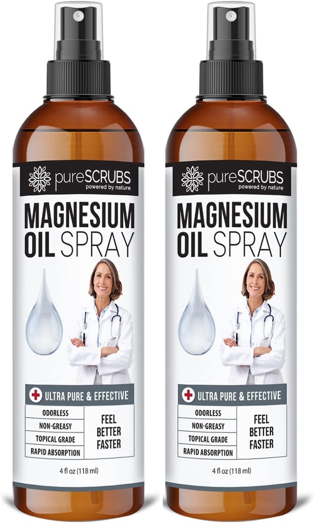 Saf Topical Magnezyum Yağı, Daha İyi Sağlık için Ultra Hızlı Aborpsiyon, Pure Zechstein Brine - (2 Şişe Değer Paketi)
