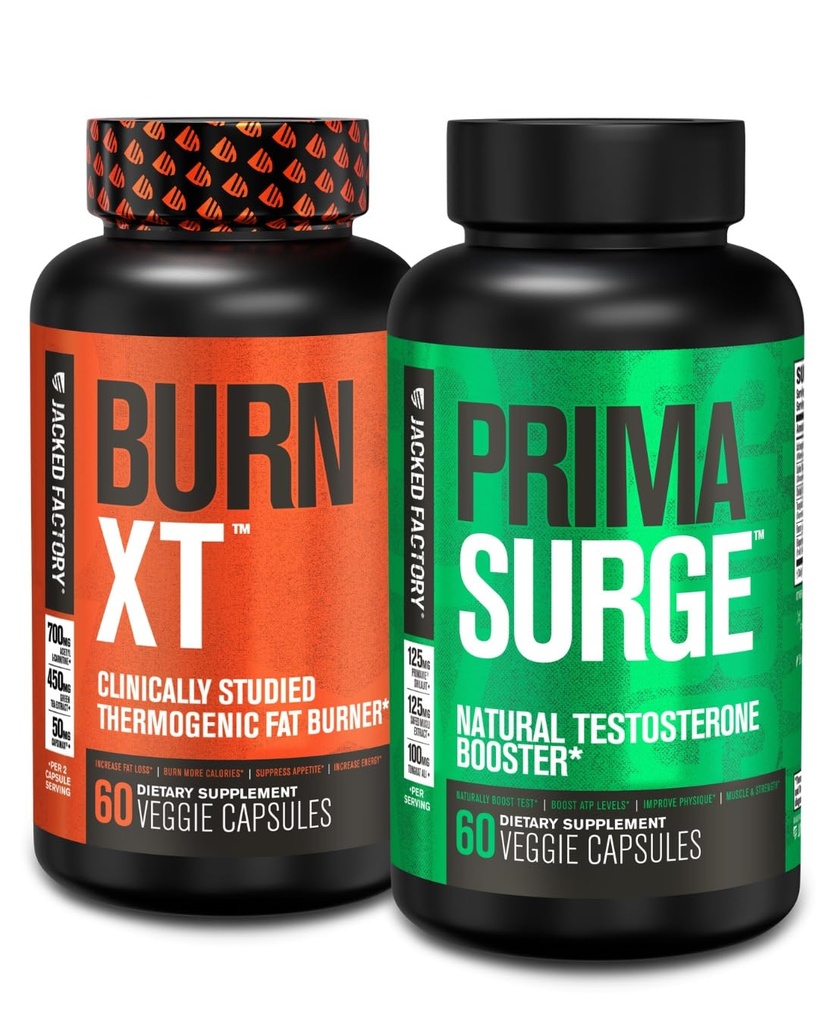 Jacked Factory Fat Burner & testosteron Poker Erkekler için - Burn-XT Thermogenic Fat Burner & PRIMASURGE testosteron Alert for Men
