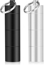 Opret 2 Pack Videosu Pillrec, Karşılaştırma Metal Küçük Pill Case, Su geçirmez Seyahat Pill Box, Pill Konteyner Purse, Matte Black & Silver