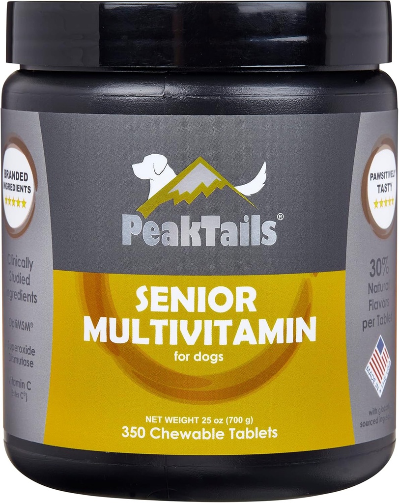 Köpekler için Senior Multivitamin - MSM ile 350 Chewable Tablet, Superoksit Dismutase