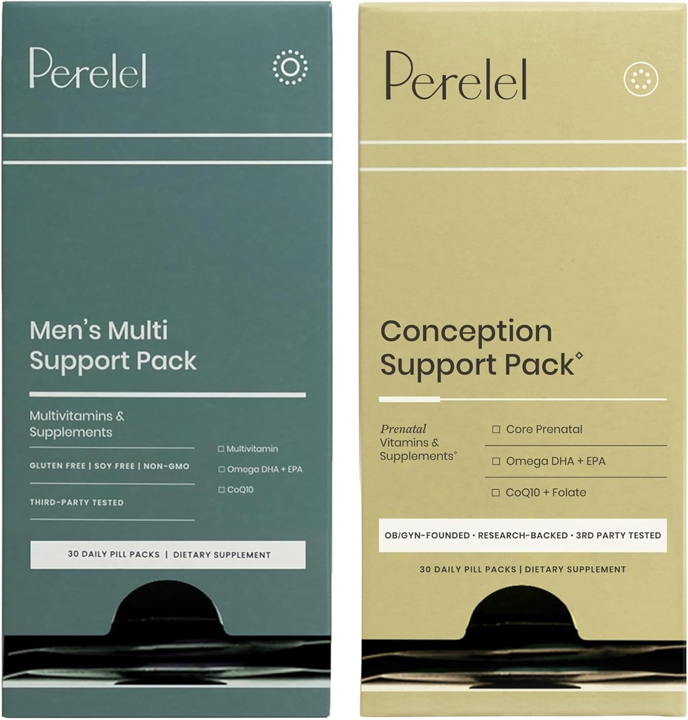 Perelel Conception Support & Men's Multi Support Bundle, Prenatal Multivitamin for Fertility Wellness & Daily Multivitamin for Men's Wellness, 60 Daily Pill Packs