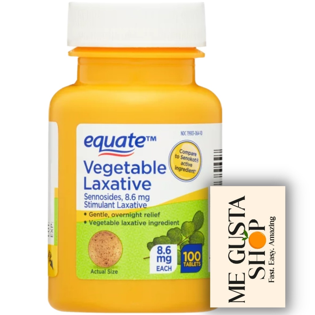 Equate Natural Vegetable Laxative Sennosides 100 Tablets Pack of 01 Total 100ct + me Gusta Sticker