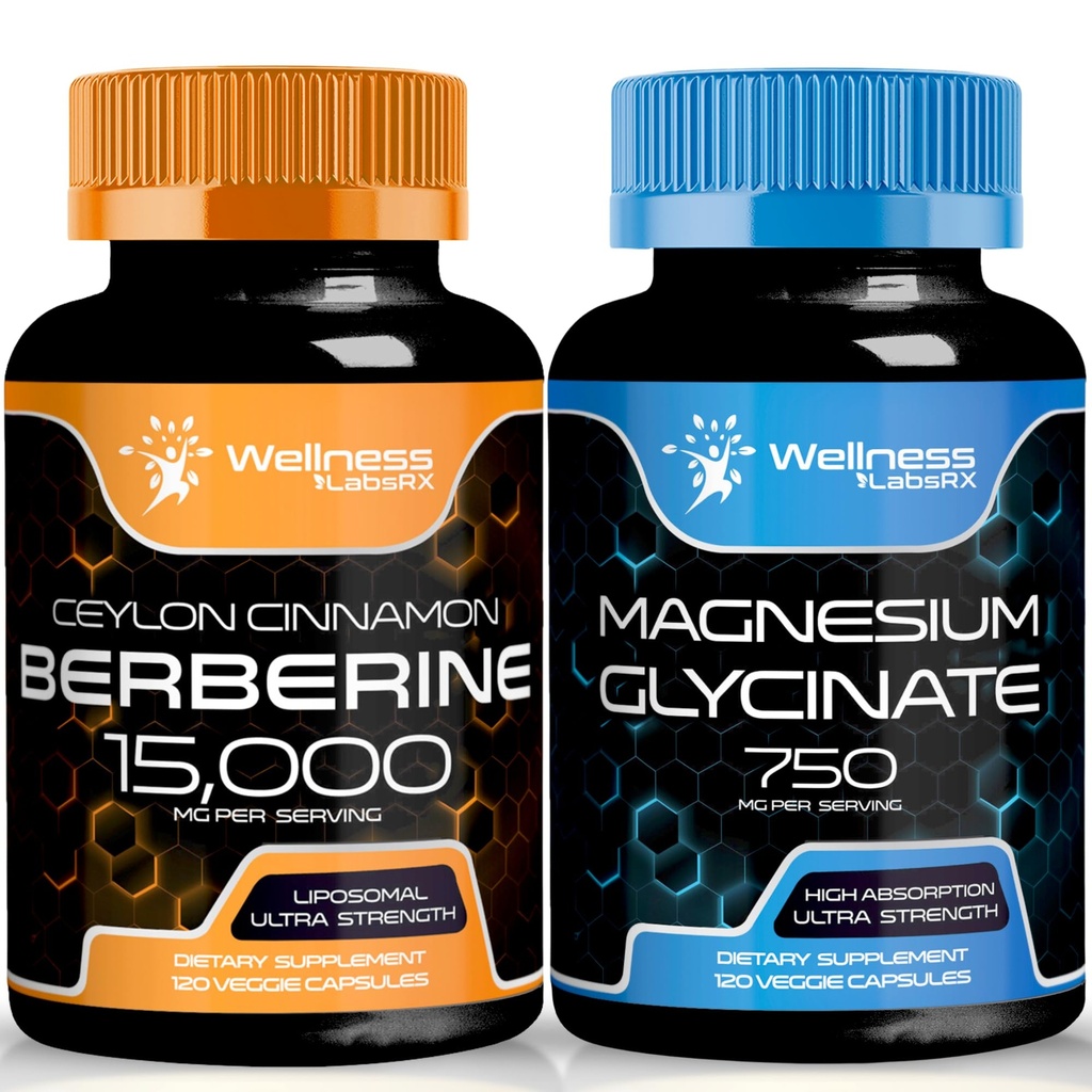 Berberine Supplement 1500 mg - Ceylon Cinnamon │ Magnezyum Glycinate Capsules - 750 mg - Magnezyum Supplement High Abors Supplement