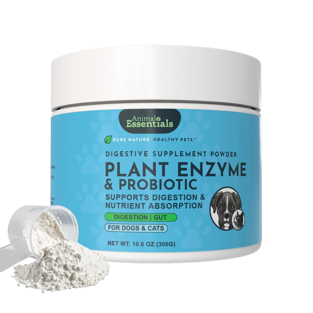 Animal Essentials Plant Enzyme & Probiyotiks - Köpekler ve Kediler için Enzimler, Probiyotikler, Digestive Supplement, Veterinarian Önerilen - 10.6 Oz Oz
