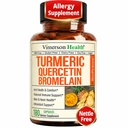 Bromelain Turmeric Curcumin Supplement – Alerji Yardımı, Ortak & Immune Support – Organik Turmeric Supplement with Black Pepper (Bioperin) – 180 Quercetin 500 mg Capsules