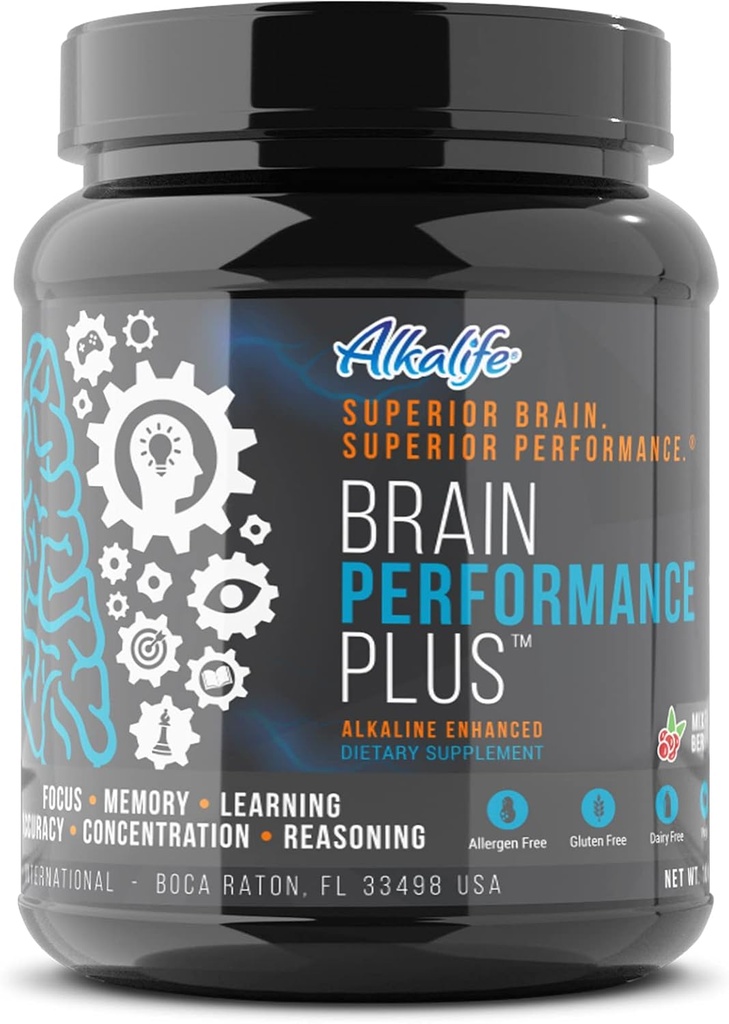 Alkalin Beyin Performansı Artı – İlkilin Bilişsel Potansiyeli Max'e Uygarlık, Boost Memory, Focus and mental Clarity ve General Brain Health – 10oz
