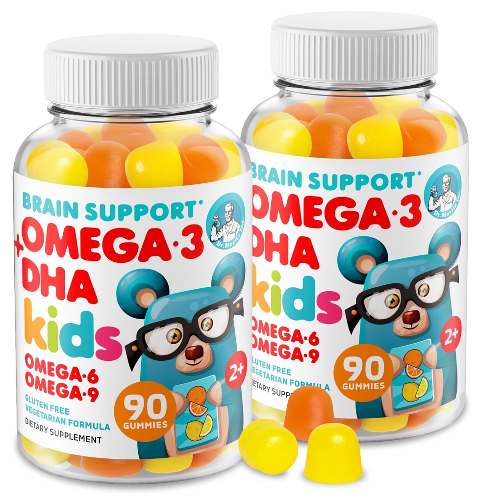 DR. MORITZ Omega 3 Kids Gummies (180 Kont), Vegan Omega3 Çocuklar için Balık Yağı olmayan, Beyin ve Kalp Sağlığı için Vitaminler, Gluten-Free Omega 3 6 9